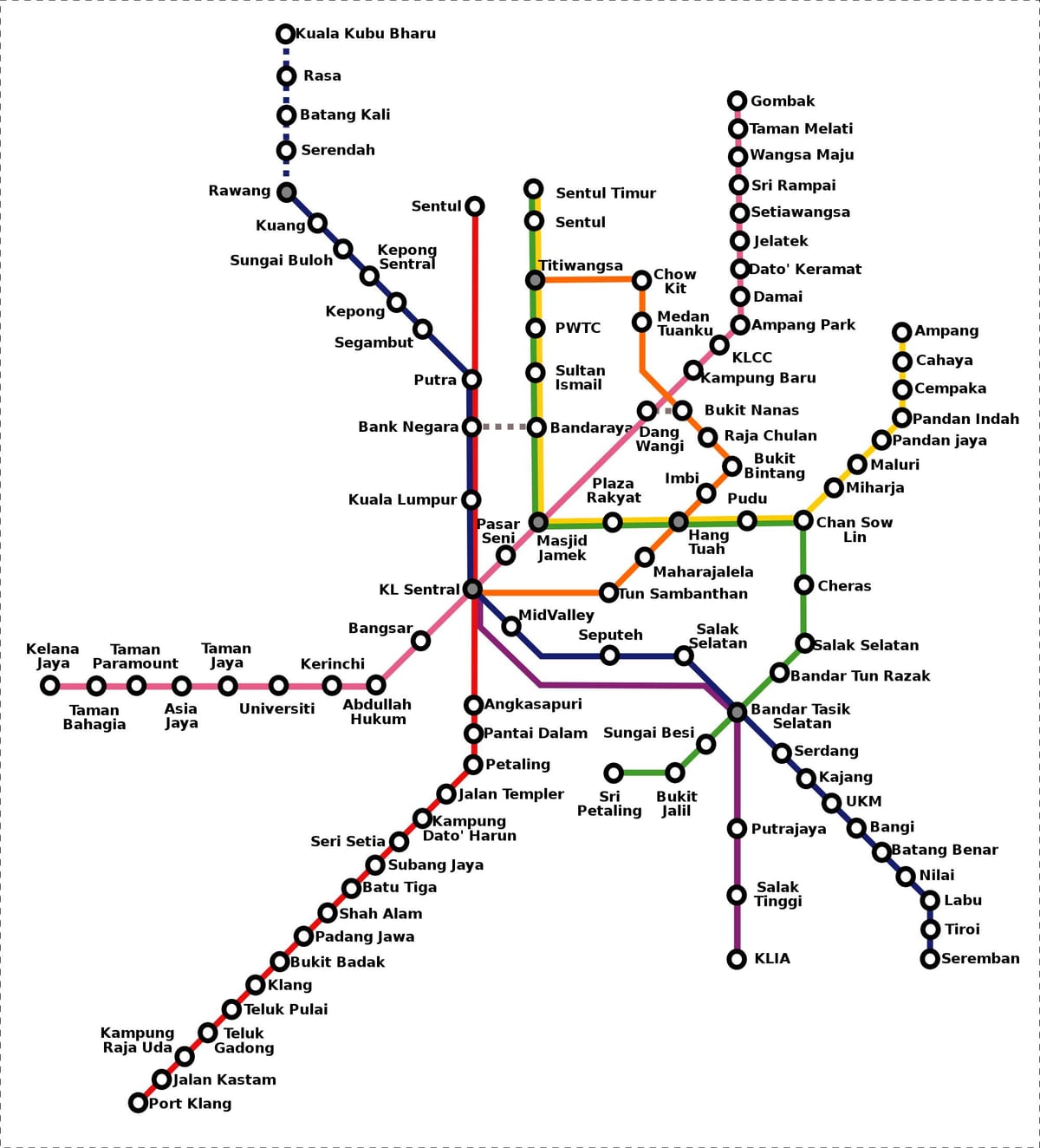 มาเลเซียนแผนที่รถไฟใต้ดิน