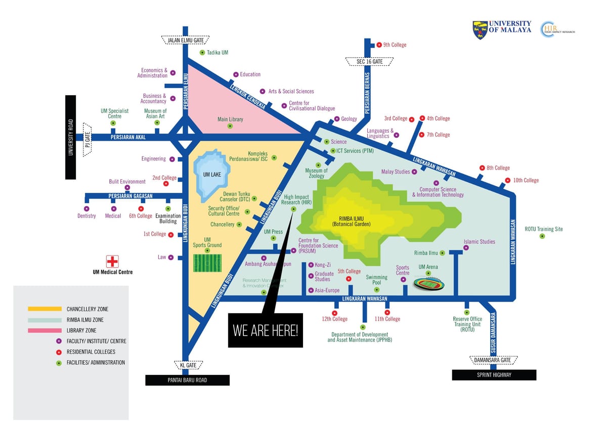 แผนที่ของมหาวิทยาลัยมาลายา..