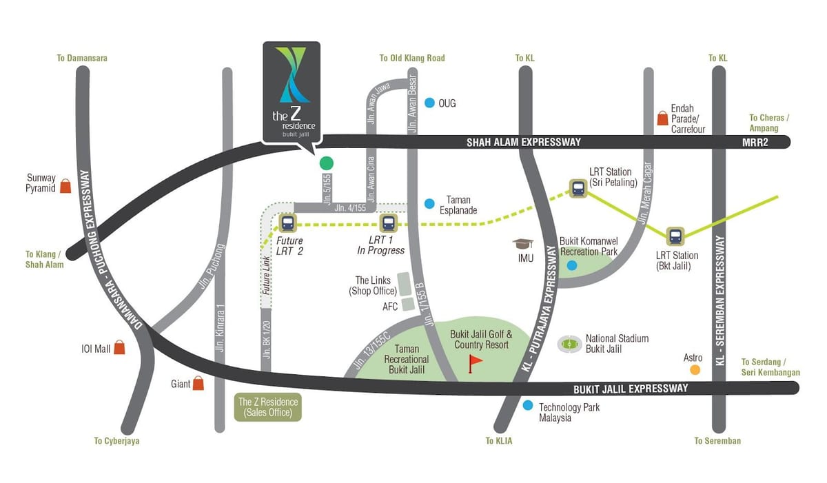 แผนที่ของ bukit jalil สนามกีฬา