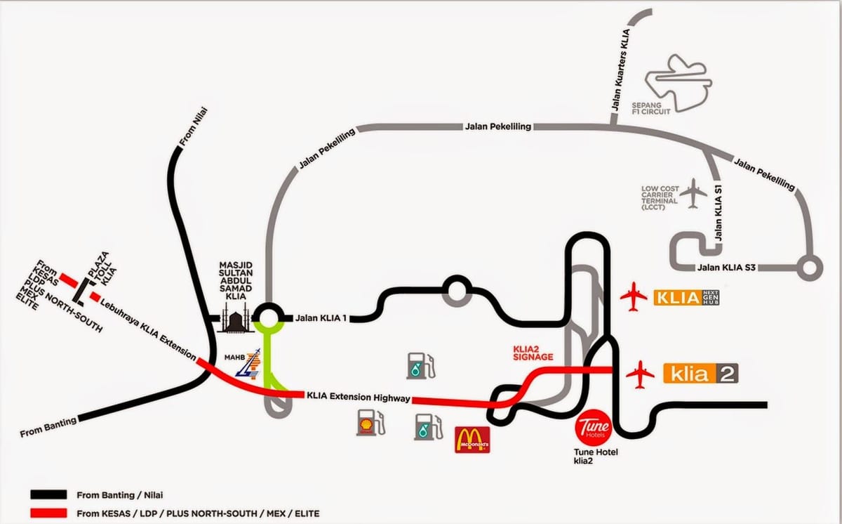 แผนที่ของ klia ตำแหน่ง