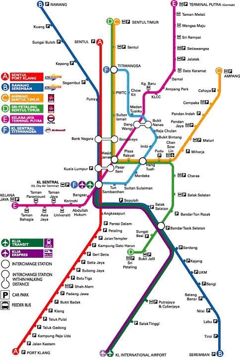 klia แสดงบนแผนที่เส้นทาง