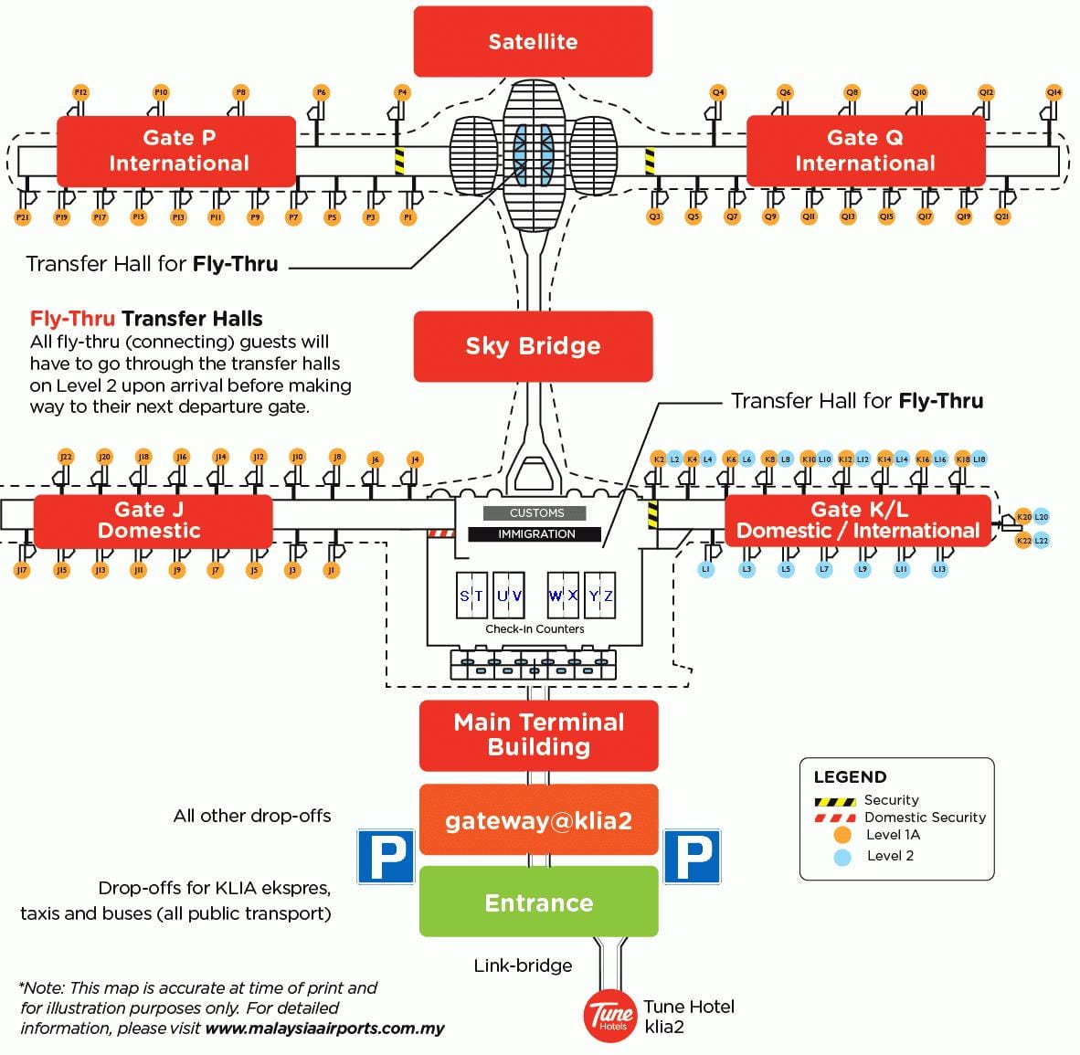 klia2 แผนที่ประตู