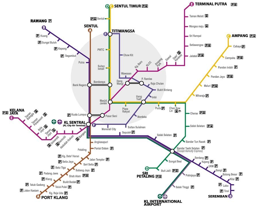 มาเลเซียใหม่ lrt นแผนที่เส้นทาง