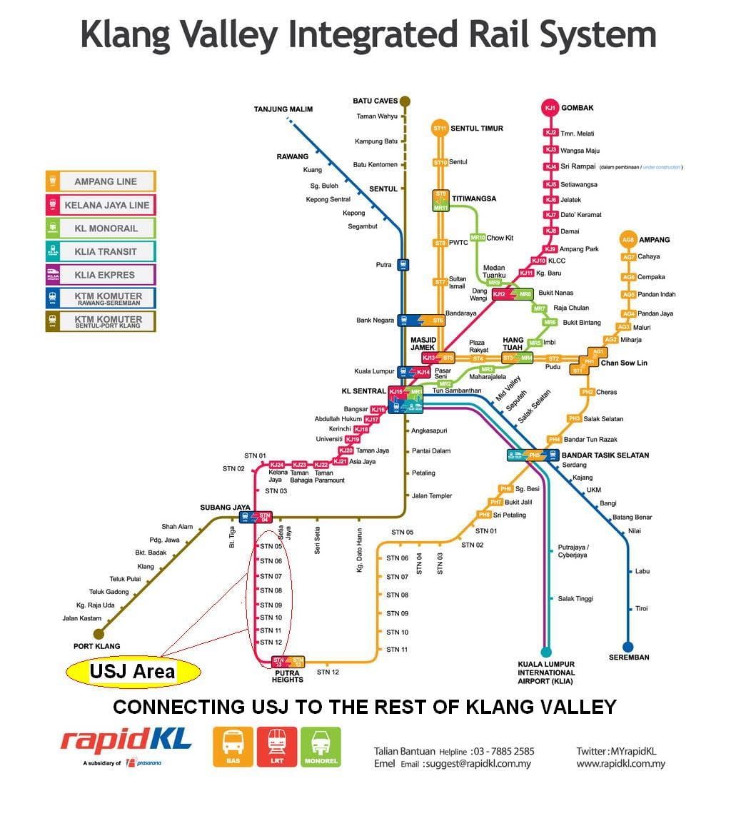 subang jaya lrt นแผนที่เส้นทาง