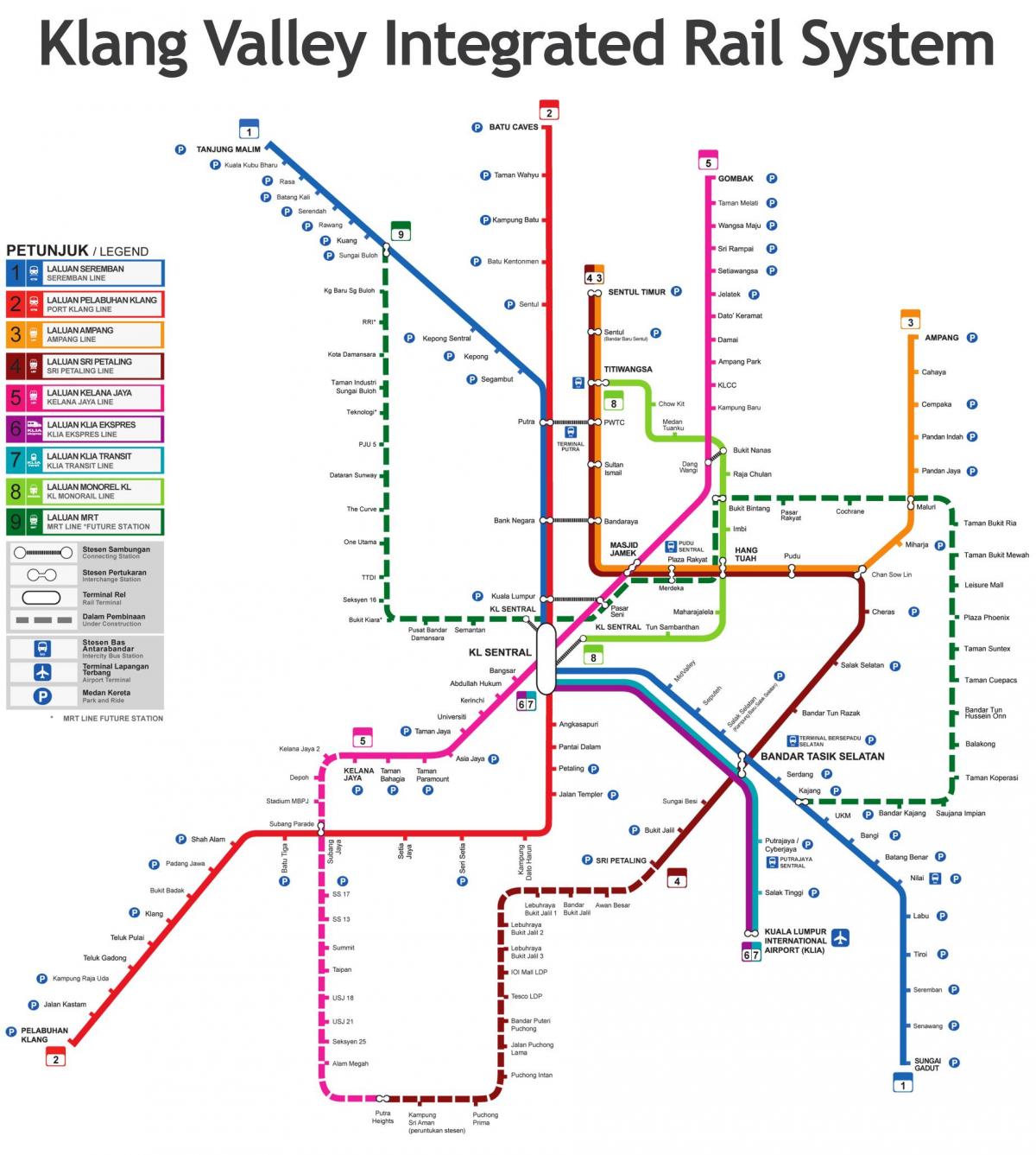 มาเลเซียนรถไฟบนแผนที่ 2016