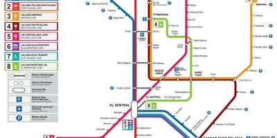 เส้นทางรถไฟบนแผนที่มาเลเซีย